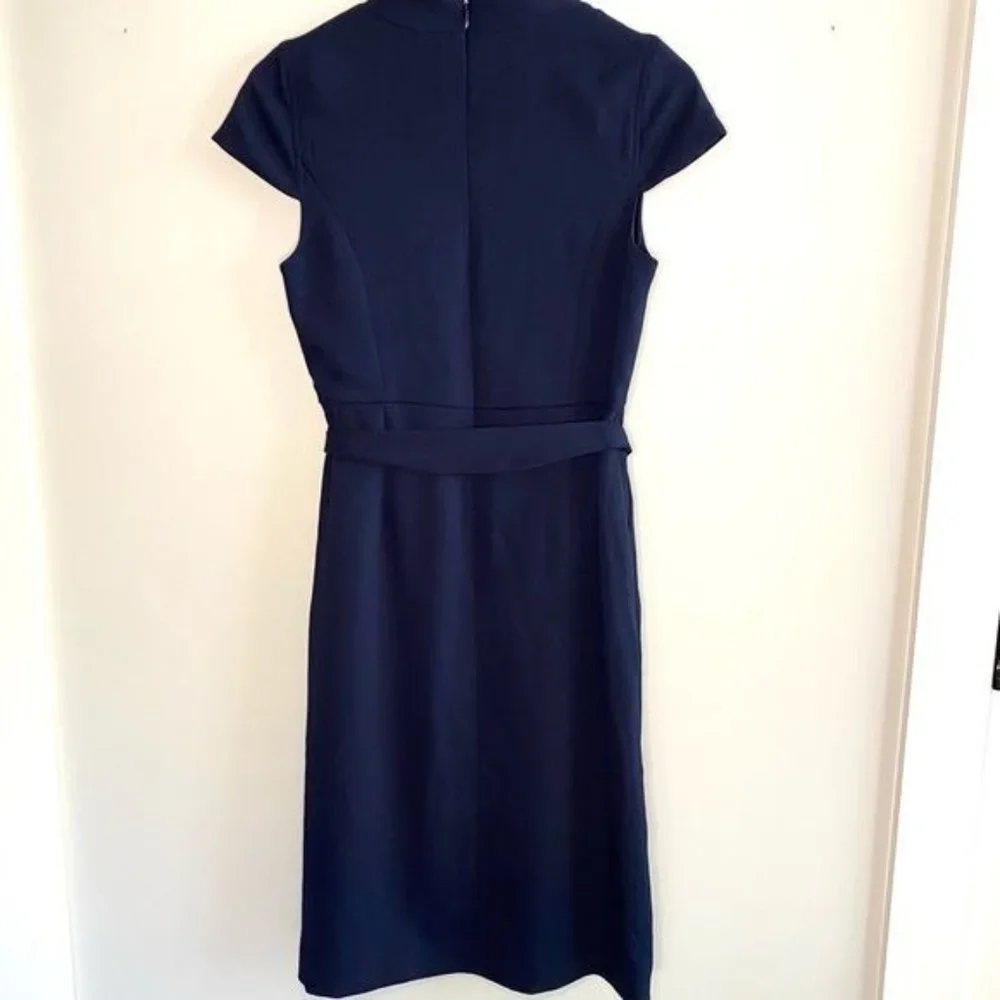 J. Crew Navy Wrap Sheath Midi Dress